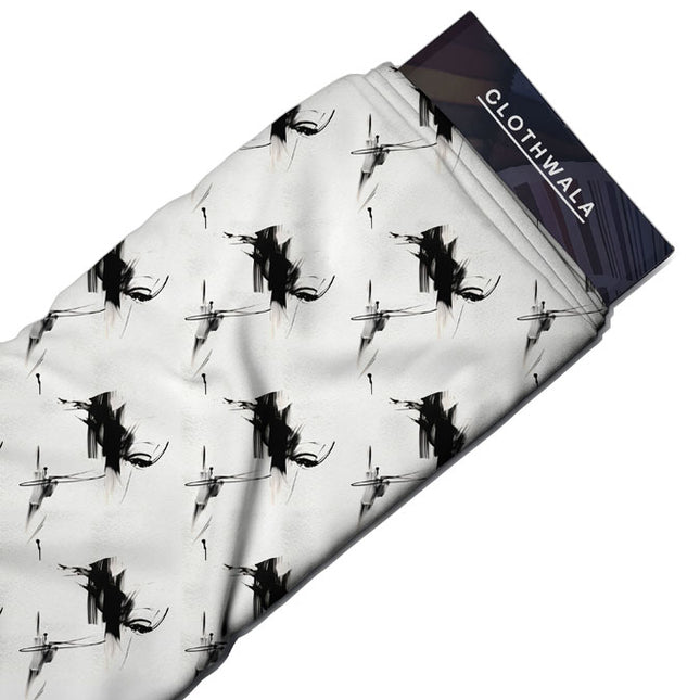 Exclusive Inked Abstract Elegance Soft Crepe Printed Fabric