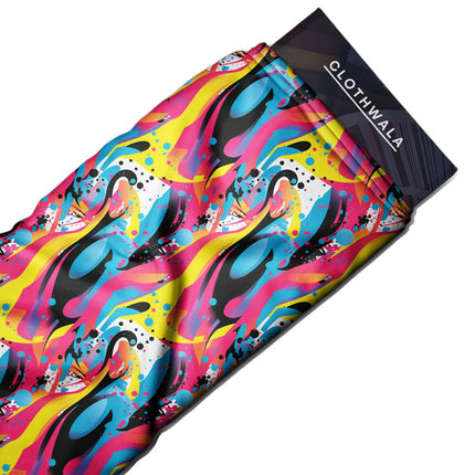 Trendy Rhythmic Abstract Rave uSoft Satin Printed Fabric
