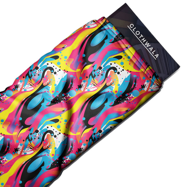 Trendy Rhythmic Abstract Rave uSoft Satin Printed Fabric