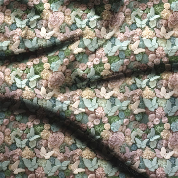 Trendsetting Enchanted Floral and Fauna Garden Soft Crepe Printed Fabric