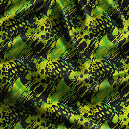 Trendy Neon Abstract Jungle uSoft Satin Printed Fabric
