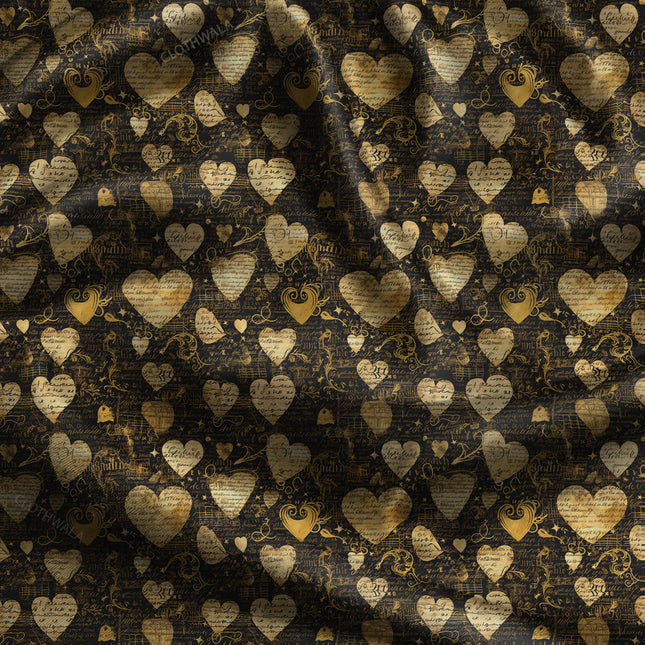 Trendy Pixel Scripted Hearts uSoft Satin Printed Fabric