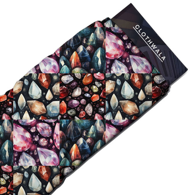 Latest Gemstone Luxury - Jewel-toned Elegance Mosaic Majesty Soft Crepe Printed Fabric