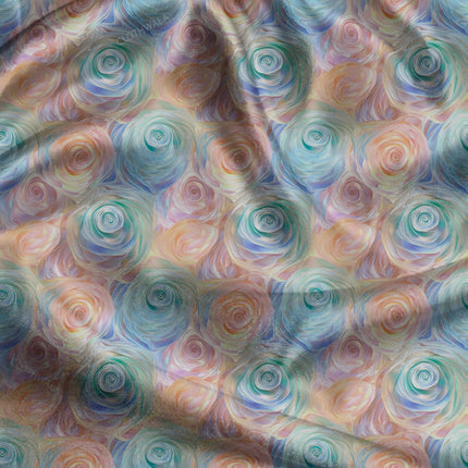 Must-Have Pastel Floral Delicacy Petal Whirl uSoft Satin Printed Fabric