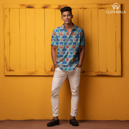Exclusive Tropical Nature-Inspired. Starburst Medley Soft Crepe Printed Fabric