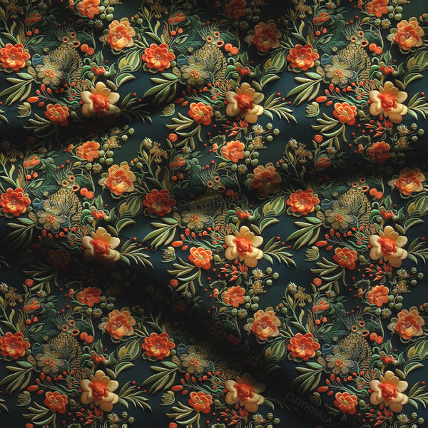 Exclusive Midnight Floral Blossom Elegance Soft Crepe Printed Fabric