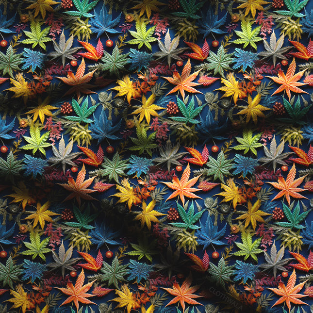 Exclusive Psychedelic Nature-Inspired. Cosmic Botanical Burst Soft Crepe Printed Fabric