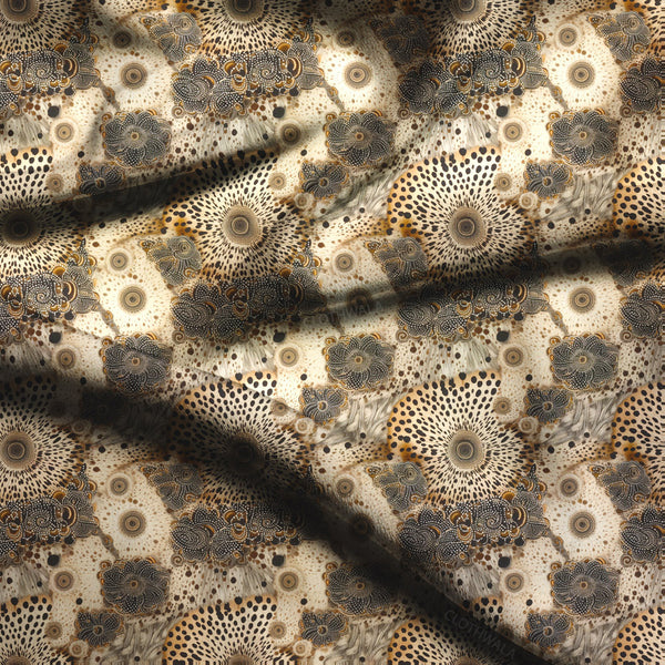Limited Edition Animal Safari Mandala Soft Crepe Printed Fabric
