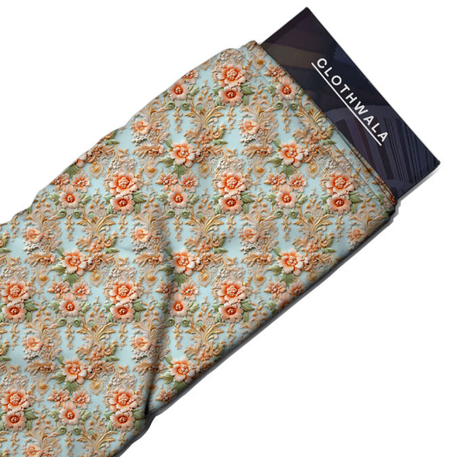 Luxury Blossom Floral Baroque Elegance uSoft Satin Printed Fabric