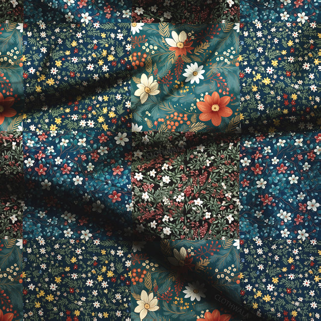 Latest Starlit Floral - Patchwork Enchantment Garden Mosaic Soft Crepe Printed Fabric