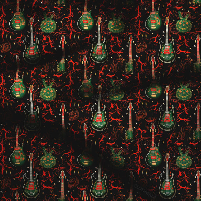 Elite Music & Dance-Themed Flamenco Fretwork Soft Crepe Printed Fabric