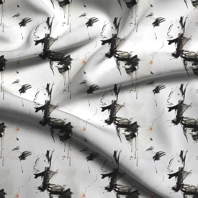 Exclusive Brushstroke Abstract Chic Soft Crepe Printed Fabric