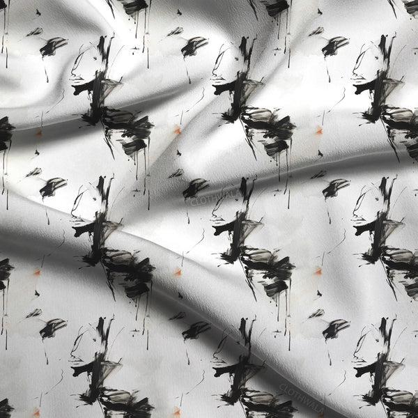 Exclusive Brushstroke Abstract Chic Soft Crepe Printed Fabric