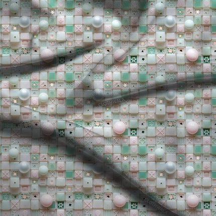 Elite Pastel Geometric. Charm Soft Crepe Printed Fabric
