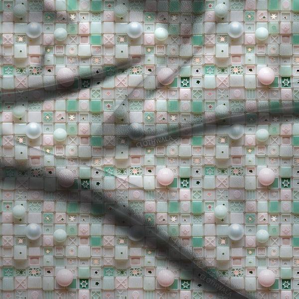 Elite Pastel Geometric. Charm Soft Crepe Printed Fabric