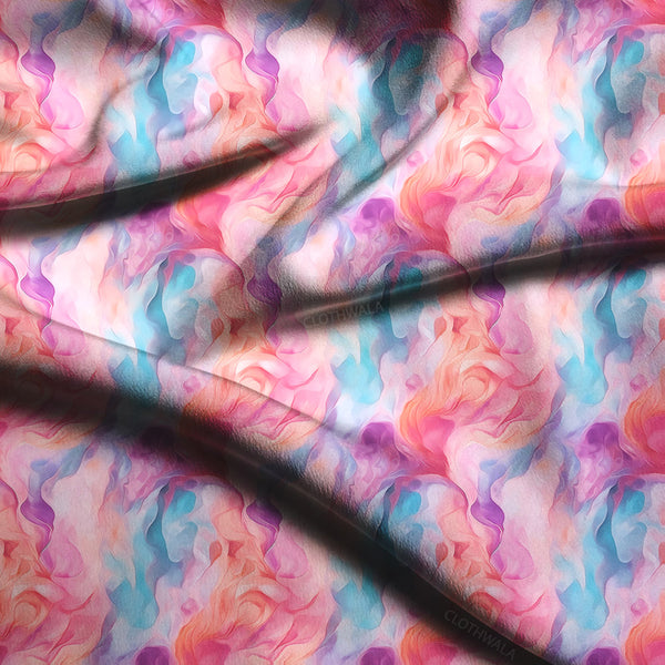 Premium Whispering Watercolor Mist Soft Crepe Printed Fabric