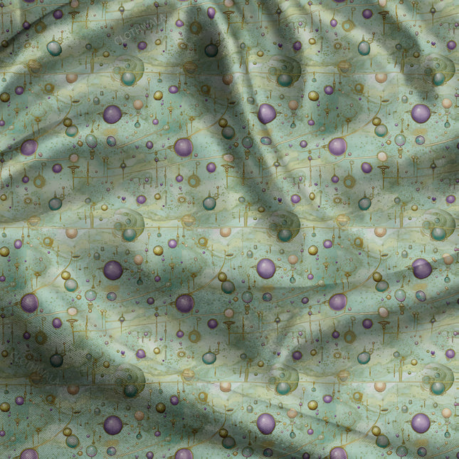 Must-Have Celestial Whimsical Galaxy Bauble Drift uSoft Satin Printed Fabric