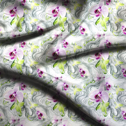 Hotpick Whirlwind Floral Petals Soft Crepe Printed Fabric