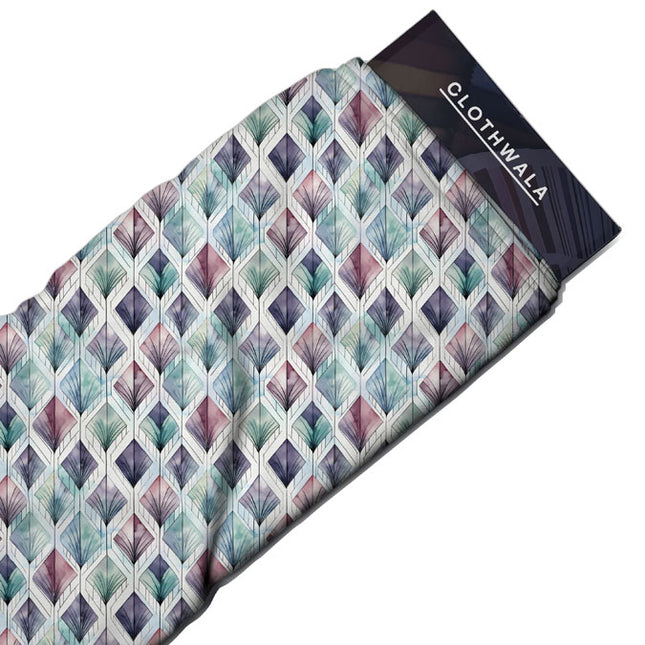 Premium Cubist Abstract Geometric Breeze uSoft Satin Printed Fabric