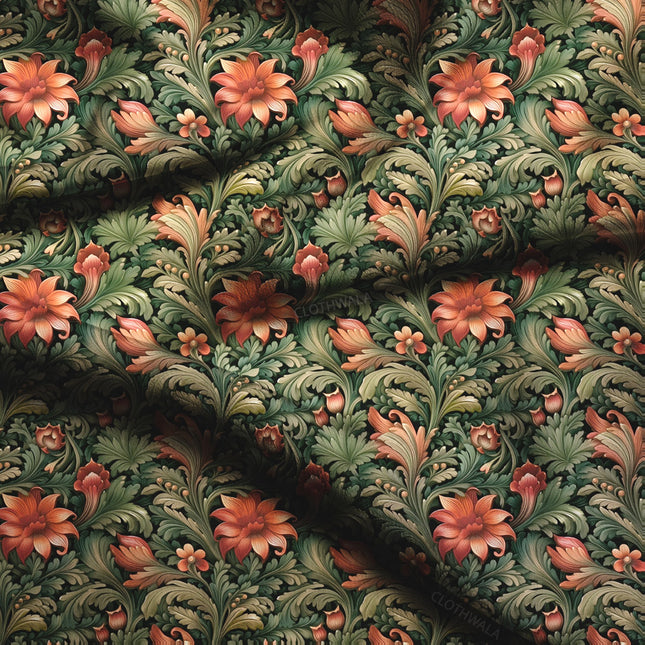 Bestseller Victorian Floral Flora Tapestry Soft Crepe Printed Fabric