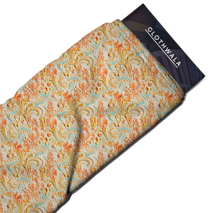 Luxury Autumn Floral Baroque Soft Crepe Printed Fabric