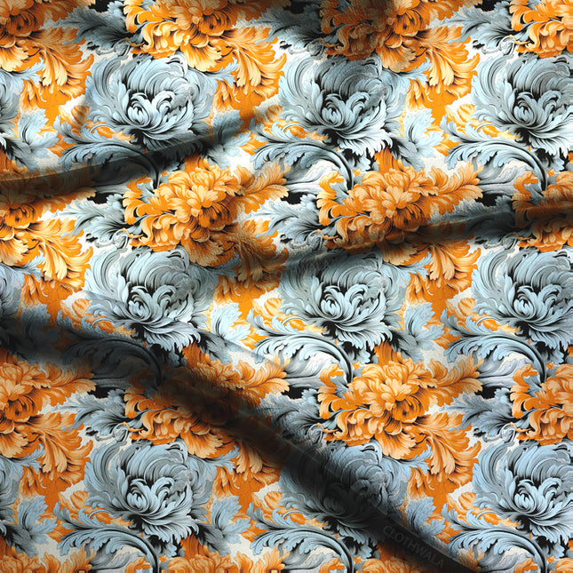 Trendy Floral Autumn Twist Soft Crepe Printed Fabric