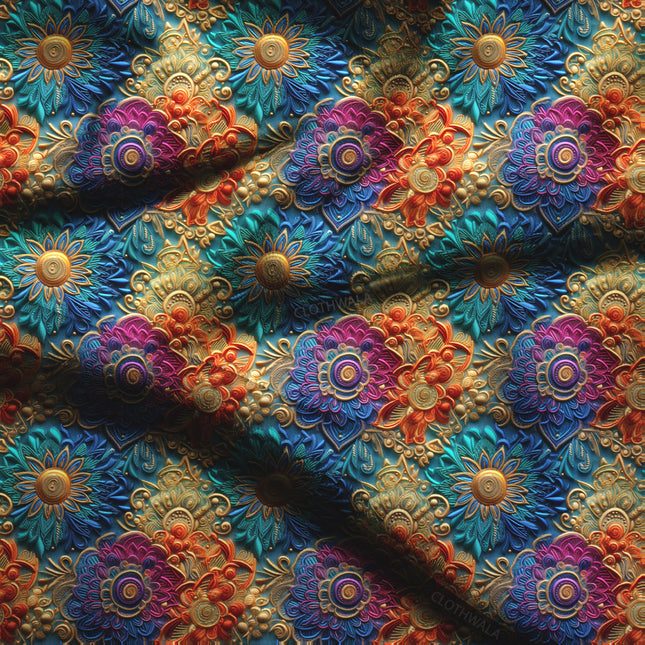 Exclusive Carnival Floral - Festive Vibrance Bloom Soft Crepe Printed Fabric