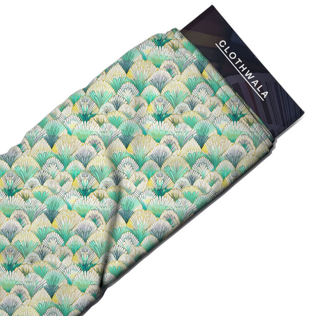 Limited Edition Gilded Nautical Seafan uSoft Satin Printed Fabric