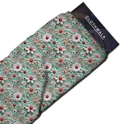 Trendy Coral Floral Reef Soft Crepe Printed Fabric