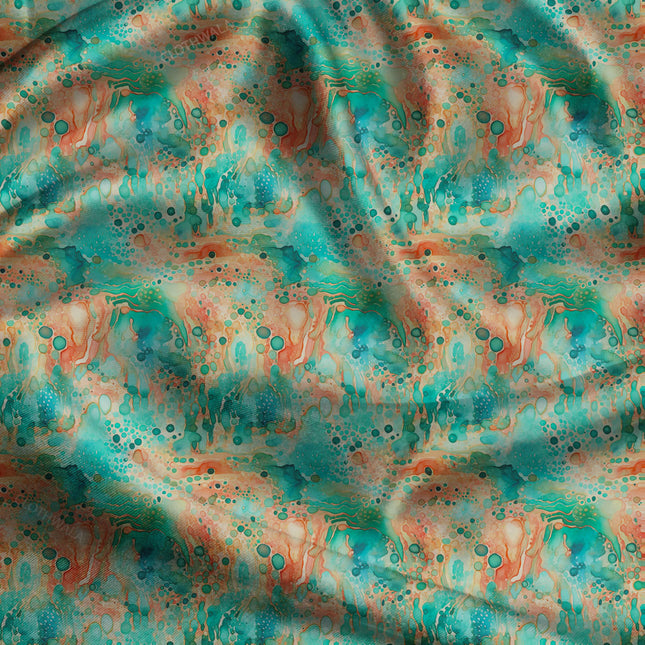 Hotpick Coral Abstract Nature Reef Drip uSoft Satin Printed Fabric