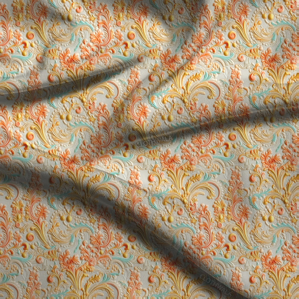 Luxury Autumn Floral Baroque Soft Crepe Printed Fabric