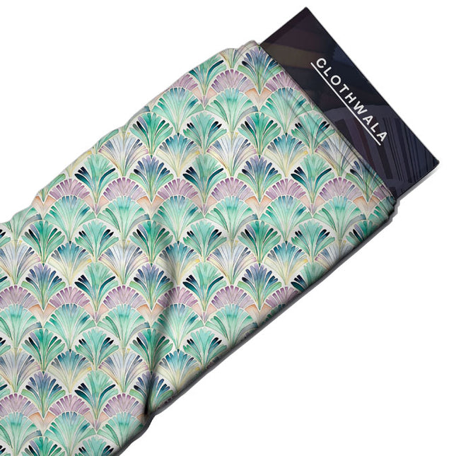 Premium Seashell Nautical Serenade Soft Crepe Printed Fabric