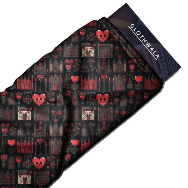 Premium Gothic Love Story uSoft Satin Printed Fabric