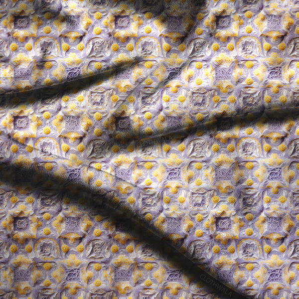 Latest Sunbeam Geometric Floral Mosaic Soft Crepe Printed Fabric