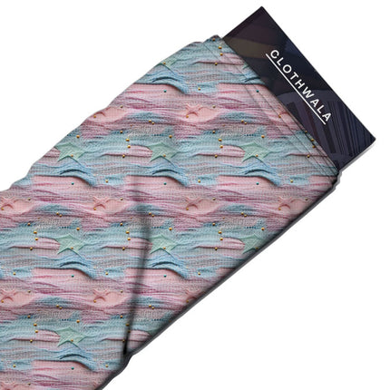Elite Seaside Abstract Waves Soft Crepe Printed Fabric