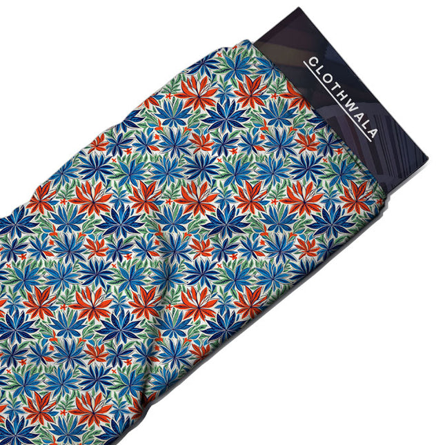 Exclusive Tropical Nature-Inspired. Starburst Medley Soft Crepe Printed Fabric