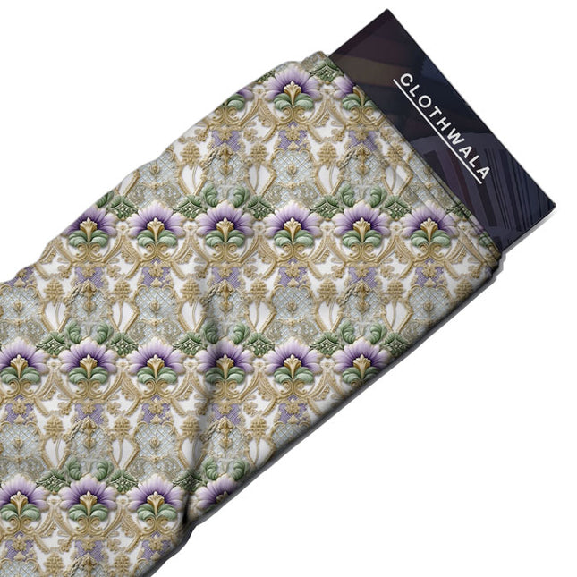 Must-Have Regal Baroque Elegance Fleur Symphony Soft Crepe Printed Fabric