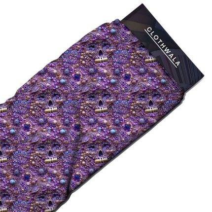 Hotpick Lavender Abstract Dreamscape Soft Crepe Printed Fabric