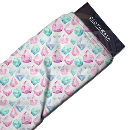 Premium Gemstone Geometric Mosaic uSoft Satin Printed Fabric