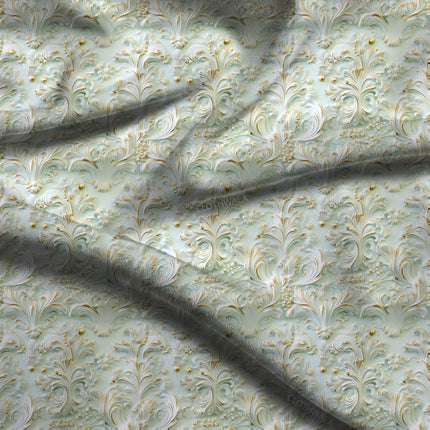 Trendy Gilded Baroque Elegance Whispers Soft Crepe Printed Fabric
