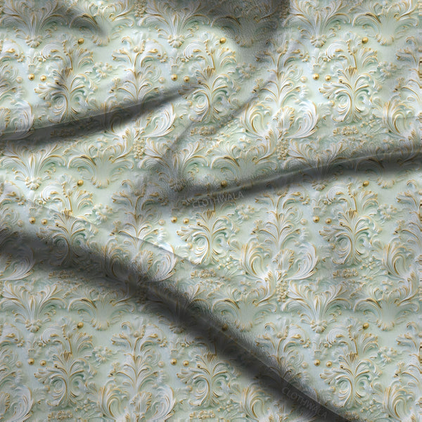 Trendy Gilded Baroque Elegance Whispers Soft Crepe Printed Fabric
