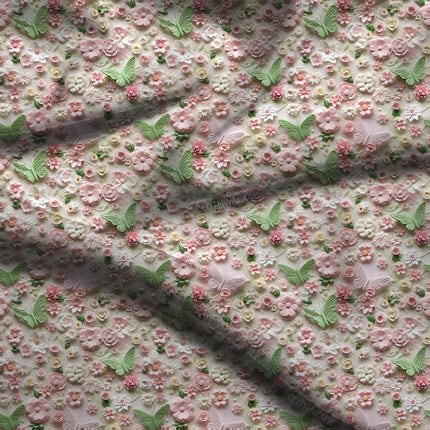 Trendy Romantic Floral Rose Garden Soft Crepe Printed Fabric