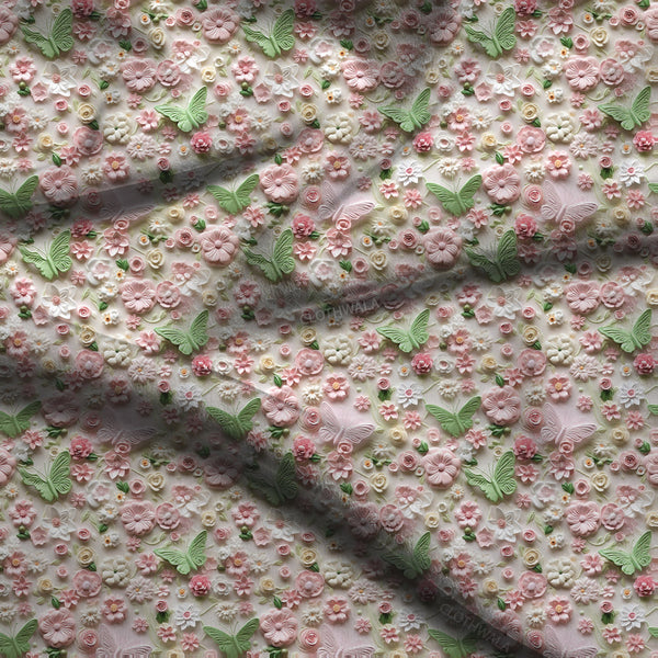 Trendy Romantic Floral Rose Garden Soft Crepe Printed Fabric