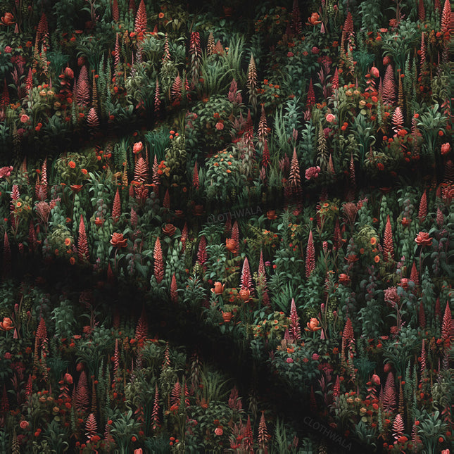 Bestseller Botanical Eden's Midnight Garden Soft Crepe Printed Fabric