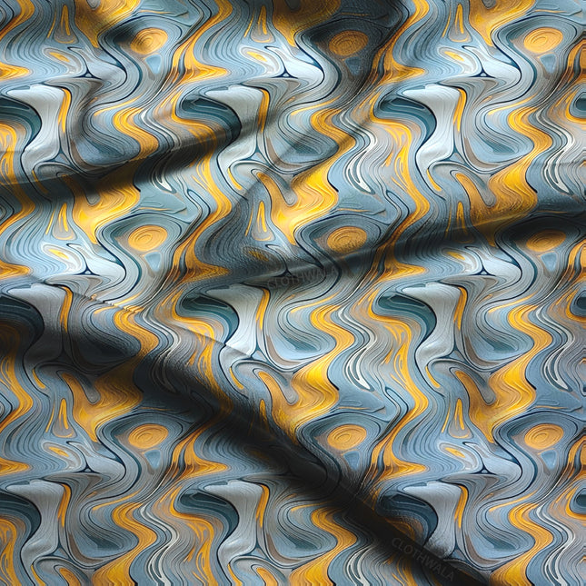 Exclusive Marbled Abstract Magma Flow Soft Crepe Printed Fabric