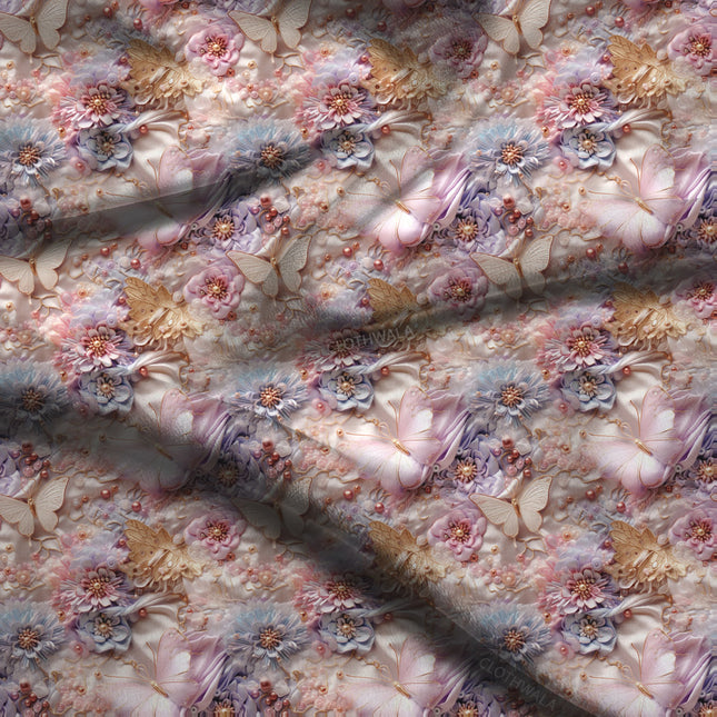 Luxury Whimsical Floral Fantasy Whisper Soft Crepe Printed Fabric