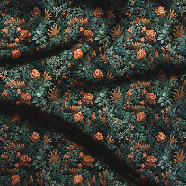 Elite Twilight Floral Garden Soft Crepe Printed Fabric