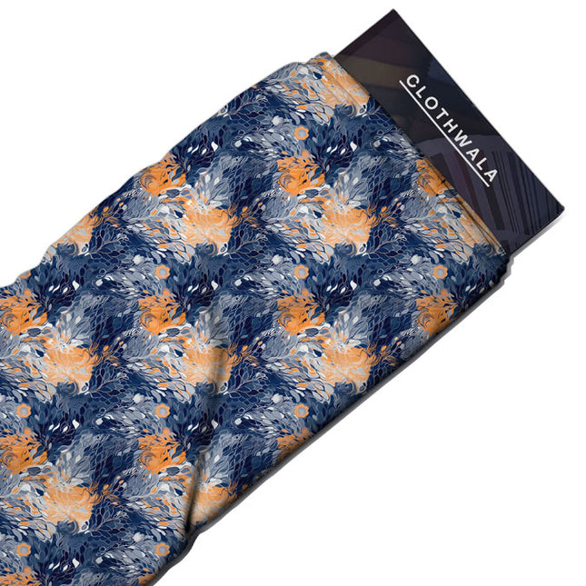 New Floral Hybrid Oceanic Charm Soft Crepe Printed Fabric