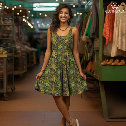 Hotpick Canopy Nature-Inspired. of Green Soft Crepe Printed Fabric