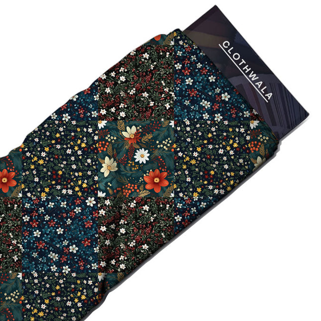 Latest Starlit Floral - Patchwork Enchantment Garden Mosaic Soft Crepe Printed Fabric